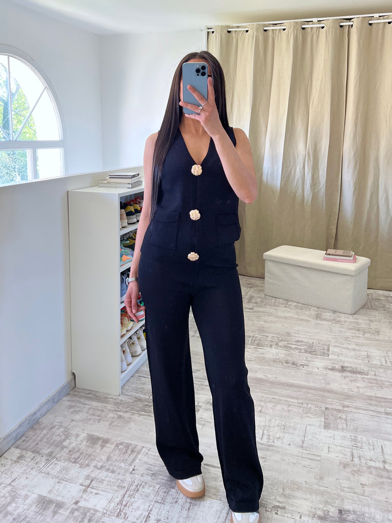 Ensemble Maille Sans Manches Noir