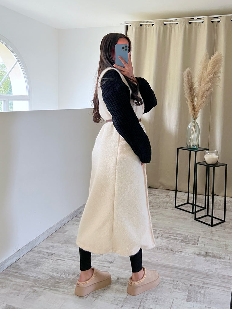 Veste Moumoute Sans Manches Crème