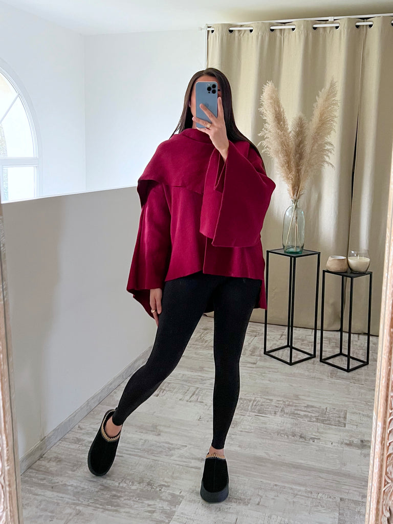 Maille Chale Intégré Bordeaux
