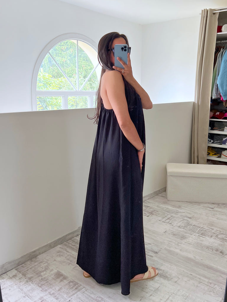 Robe Col Boucles Dorés Noir