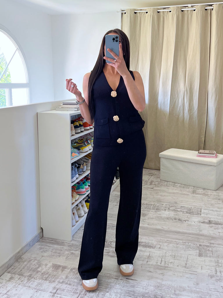 Ensemble Maille Sans Manches Noir