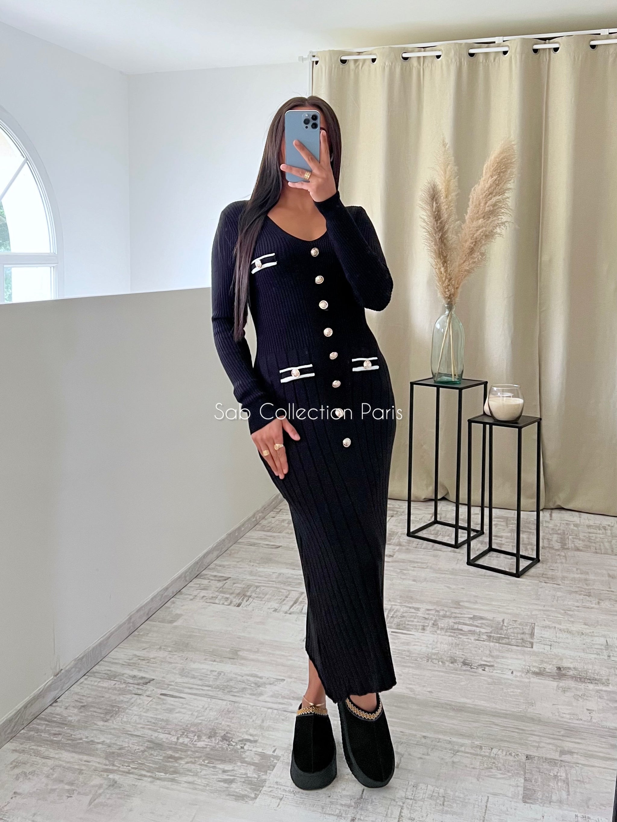Robe maille noir hotsell