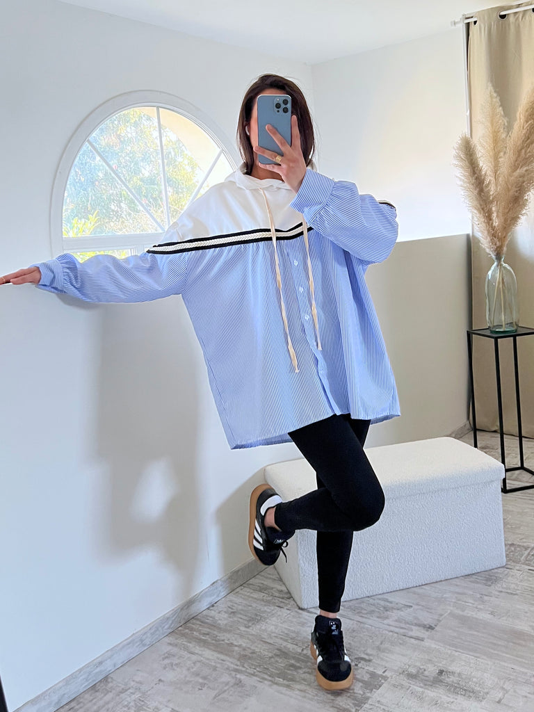 Chemise Bi Matière Blanc