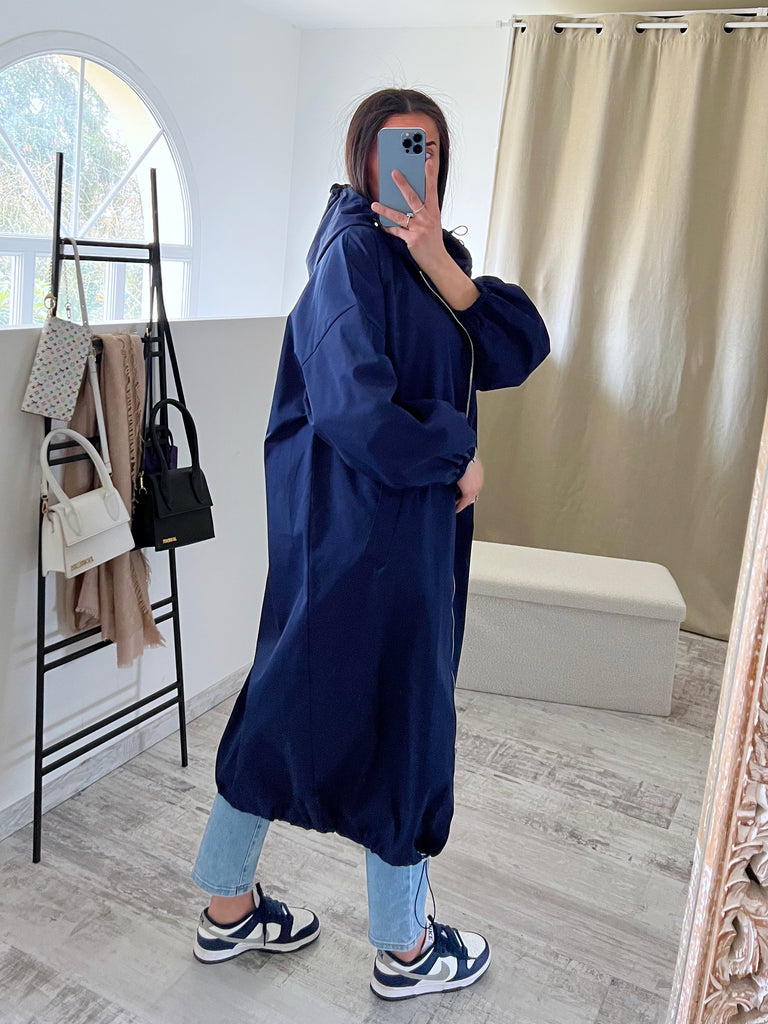 Veste Coupe Vent À Capuche Marine
