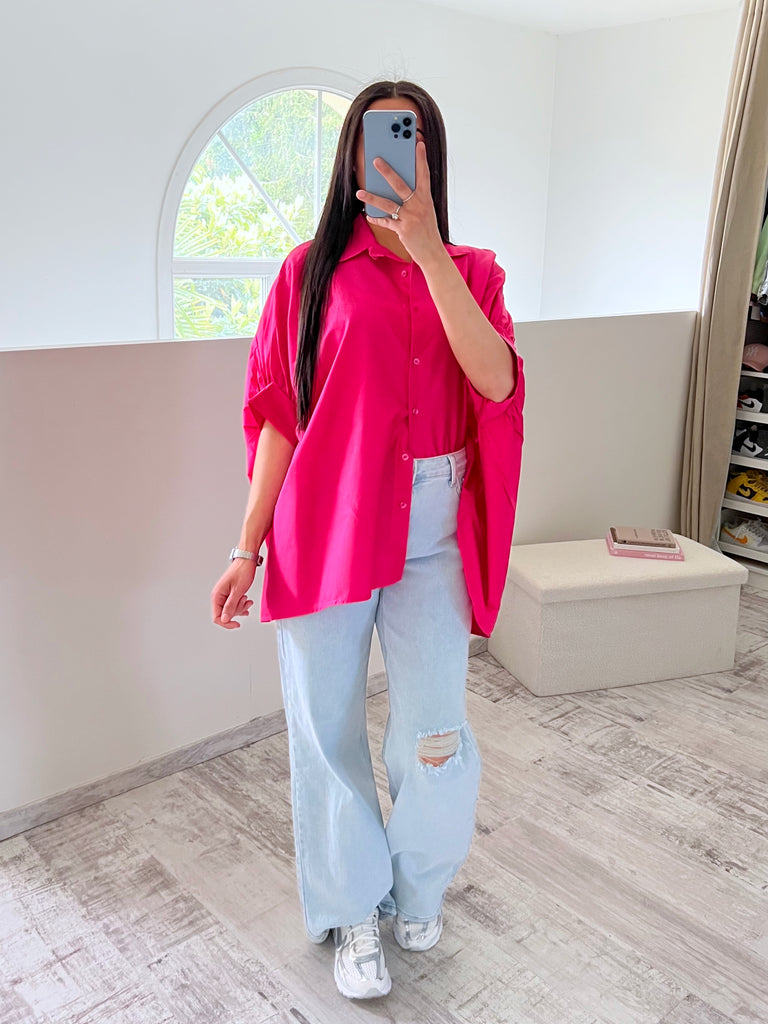 Chemise Oversize Popeline Rose