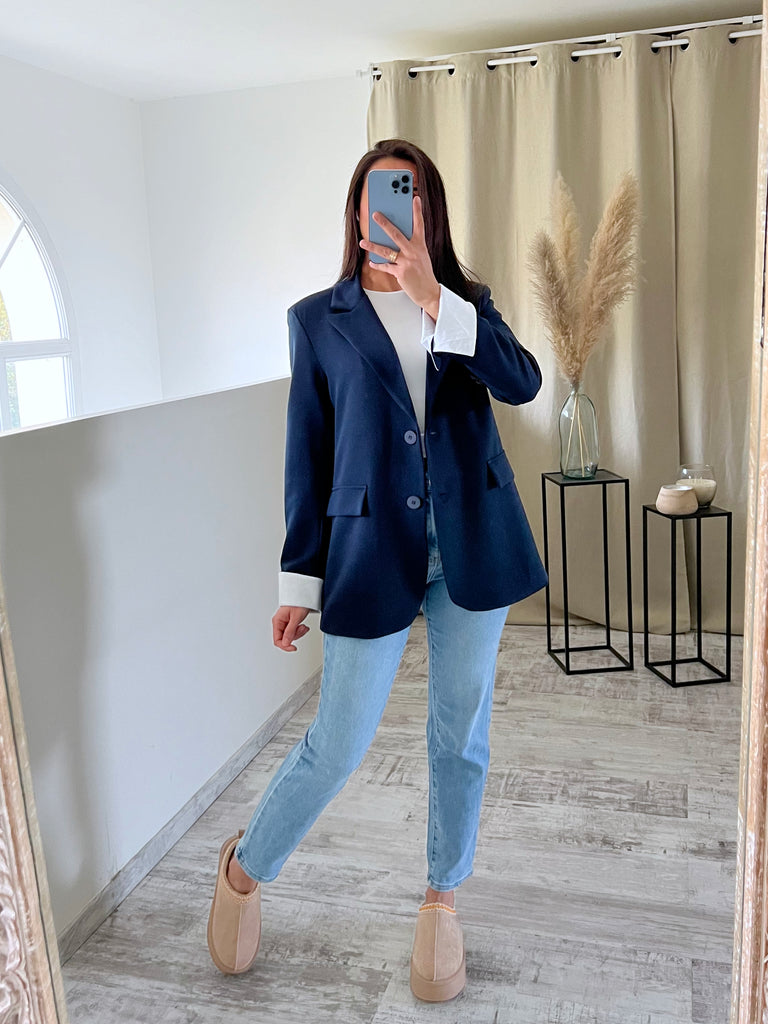 Blazer Manches Revers Marine