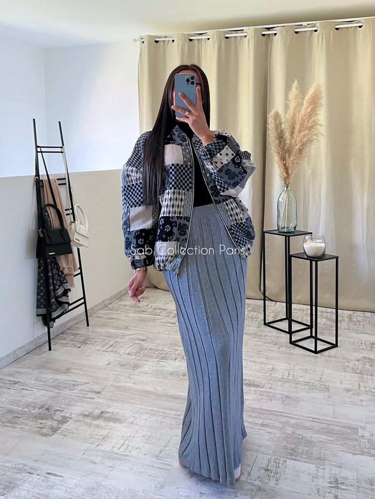 Veste Bomber À Motifs Gris