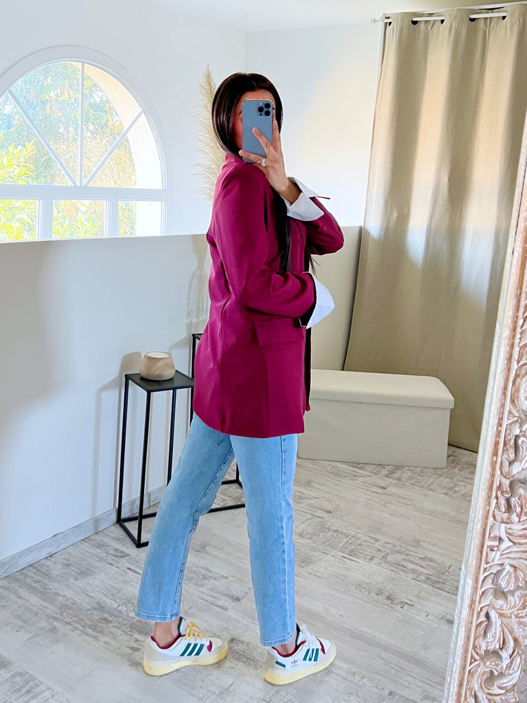 Blazer Manches Revers Bordeaux
