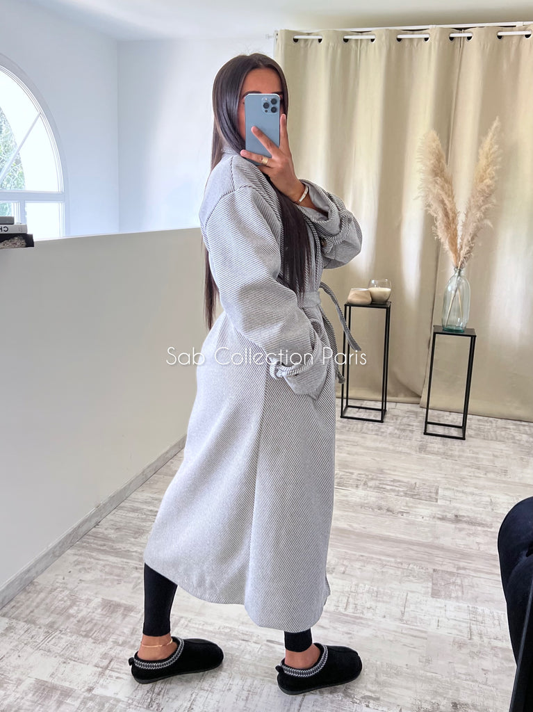 Manteau Inspi Z Rayé Gris