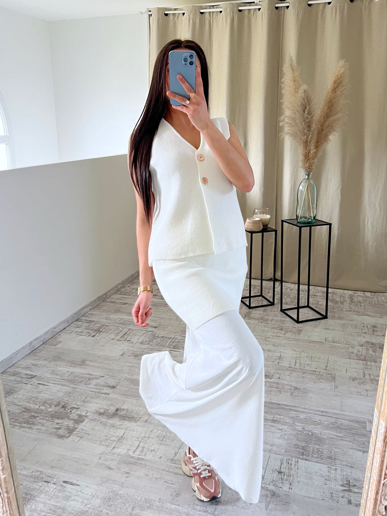 Ensemble Jupe Bi Matière Blanc