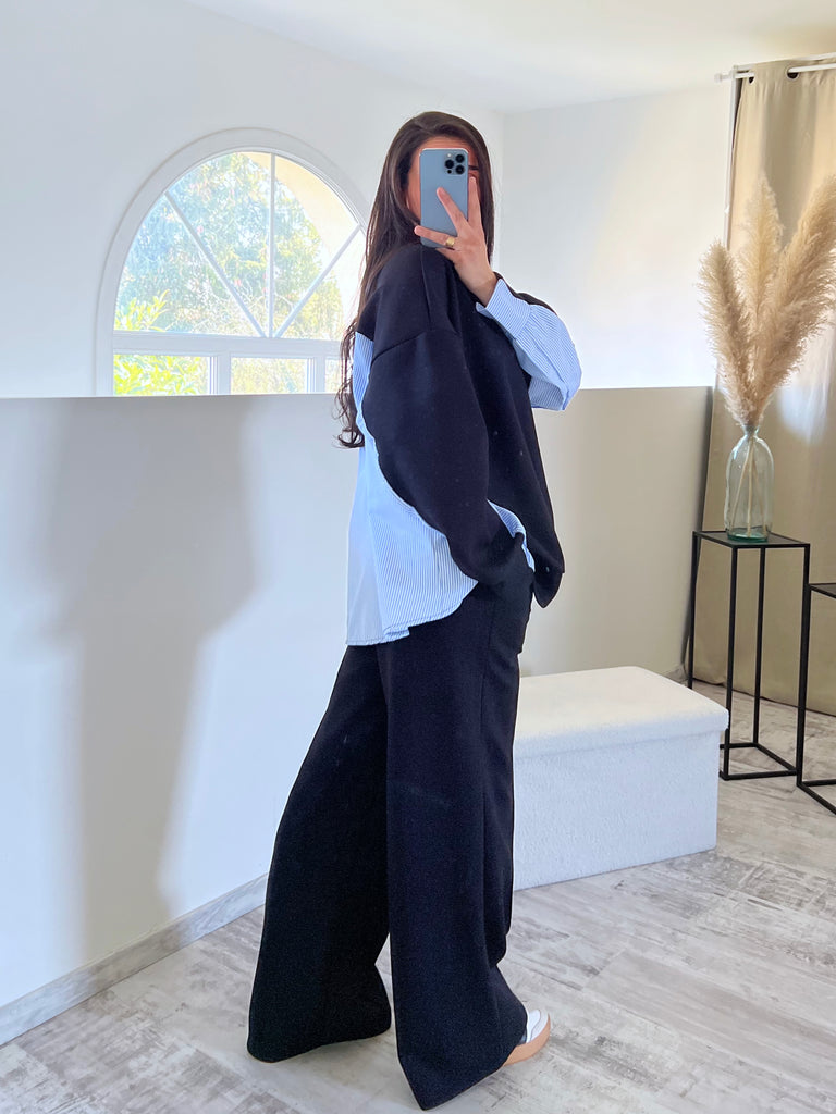 Ensemble Bi Matière Chemise Noir