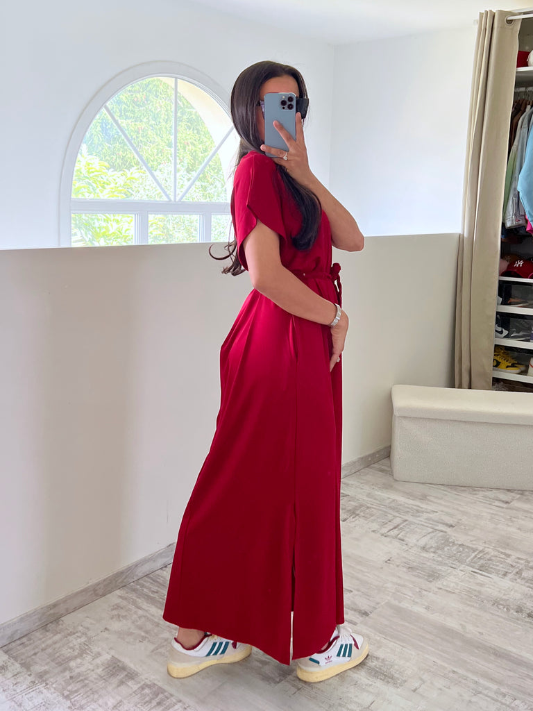Robe À Ceinture Tresse Bordeaux