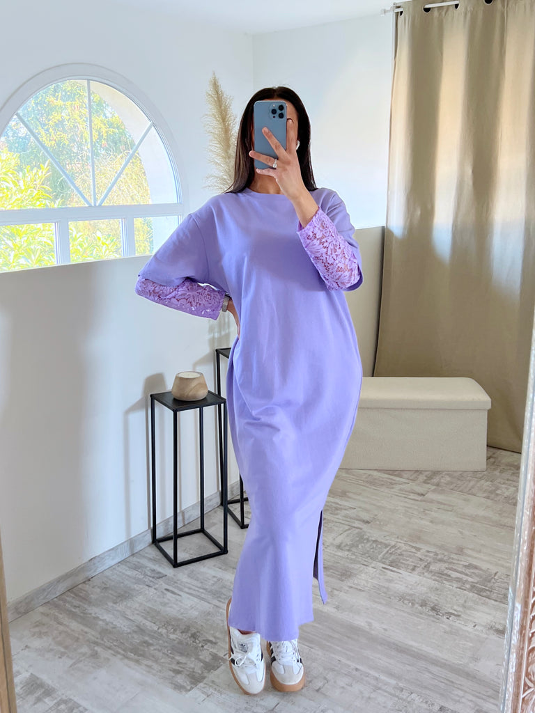 Robe Manches Dentelles Lila