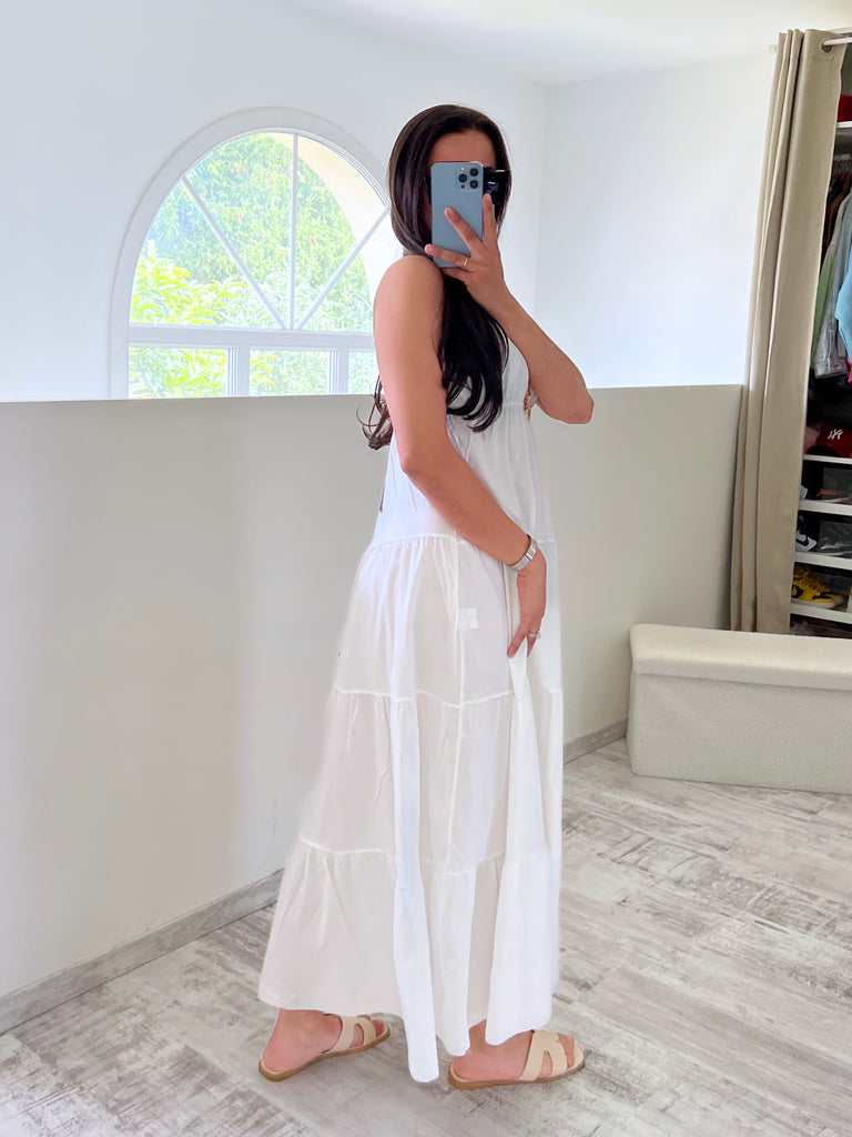 Robe Popeline Broche Soleil Blanc