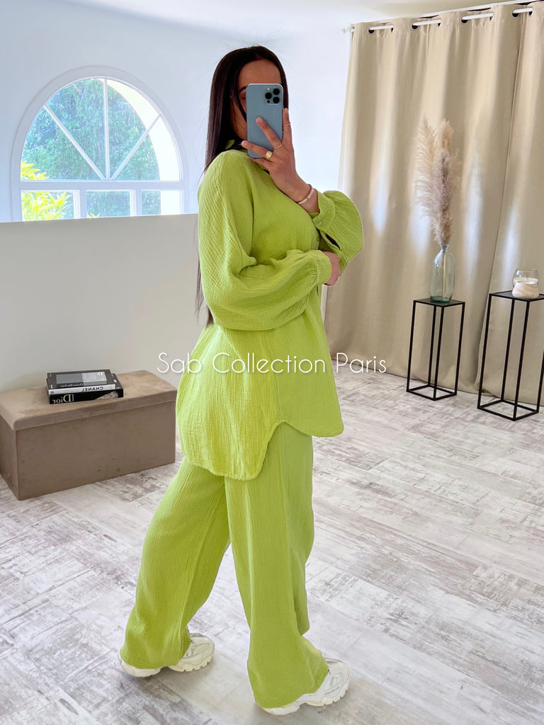 Ensemble Chemise Gaz De Coton Anis