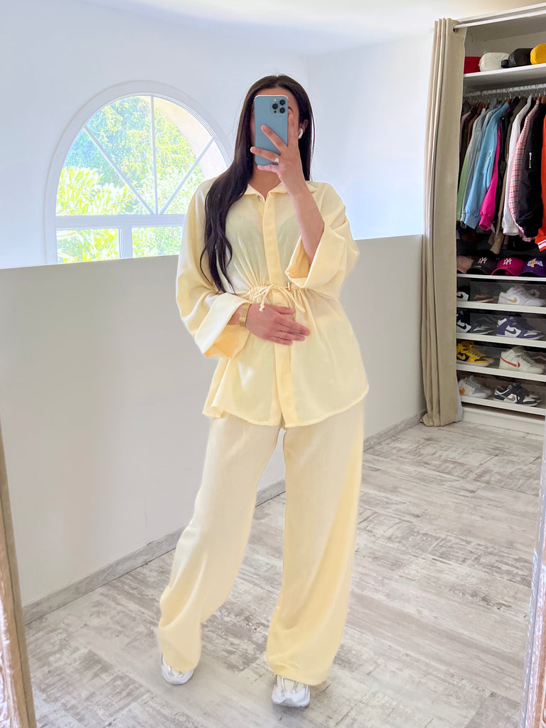 Ensemble Tunique Manches Revers Jaune