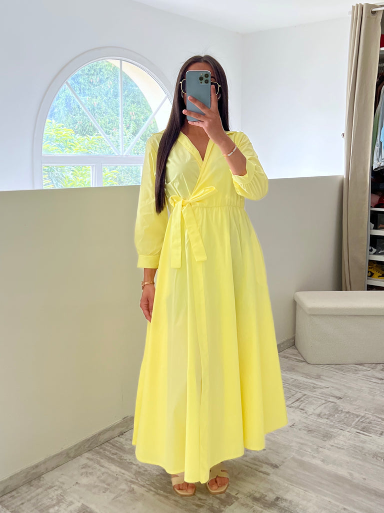Robe Cache Cœur Popeline Jaune