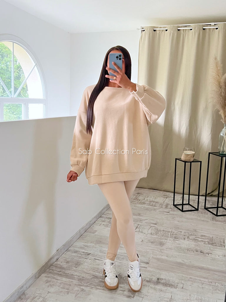 Ensemble Legging Sweat Beige