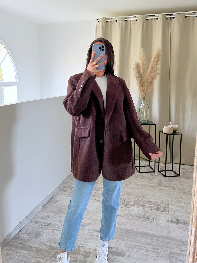 Blazer Moumoute Oversize Marron