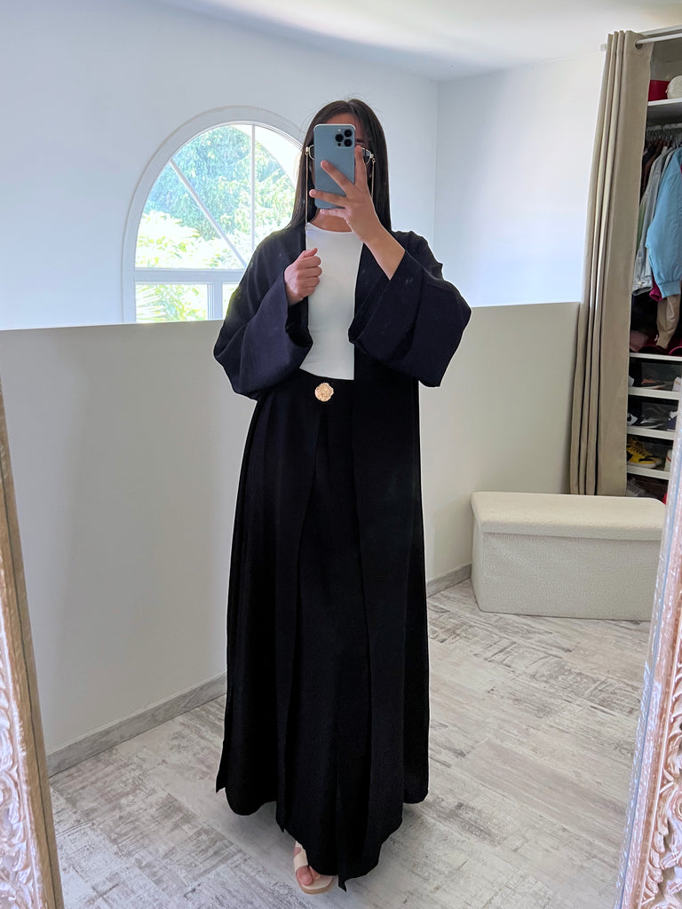 Ensemble Jupe Kimono Lin Noir